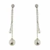 Boucles d'oreilles pendantes en perles et diamants