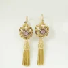 Boucles d'oreilles pendantes or et grenats Napoléon III