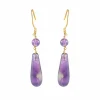 BOUCLES D'OREILLES PENDANTES OR JAUNE ET AMETHYSTES