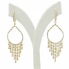 Boucles d'oreilles pendantes à pampilles en or jaune et diamants
