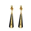 Boucles d'oreilles pendantes onyx or jaune