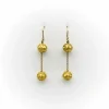 Boucles d'oreilles pendantes à double boule en or 18 carats de style étrusque