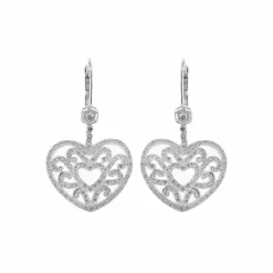 Boucles d'oreilles pendantes Coeur diamants