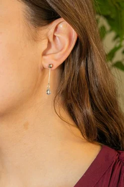 Boucles d'oreilles Pendantes Or blanc Aigue Marine