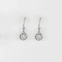 Boucles d’oreilles pendantes diamants or blanc