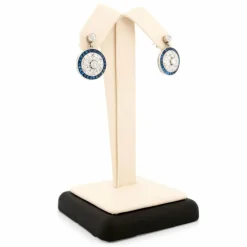 Boucles d'oreilles pendantes Platine Diamants et Saphirs