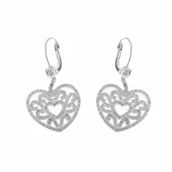 Boucles d'oreilles pendantes Coeur diamants