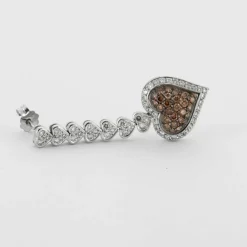 Boucles d'oreilles pendantes coeur diamants