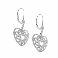 Boucles d'oreilles pendantes Coeur diamants