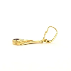 Boucles d'oreilles pendantes saphirs roses, diamants, or jaune