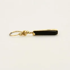 Boucles d'oreilles pendantes onyx or jaune