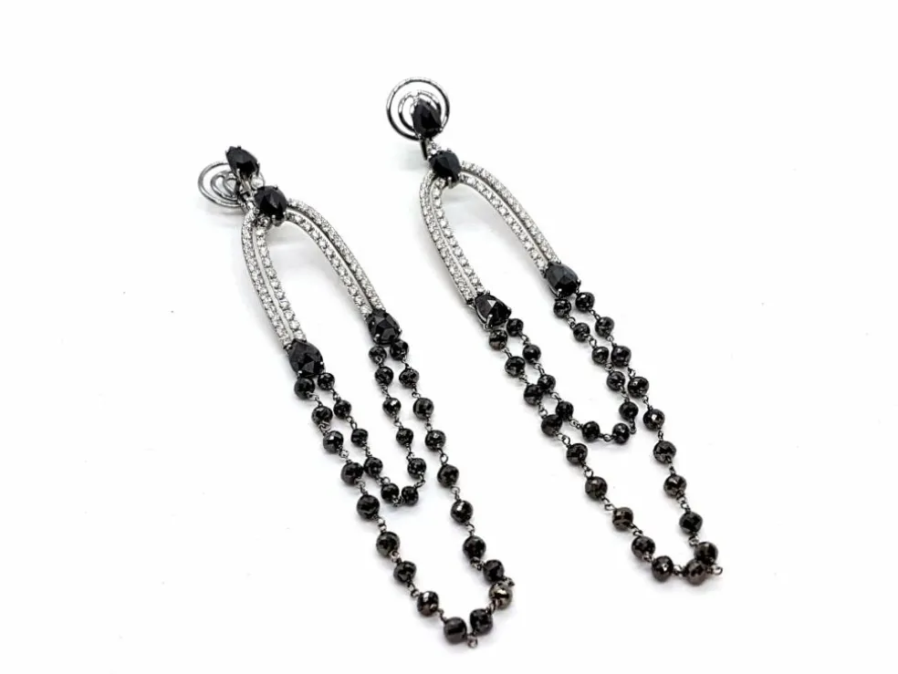 Boucles d'oreilles Pendants Or blanc Diamant