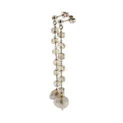 Boucles d'oreilles pendantes quartz fumé et perles