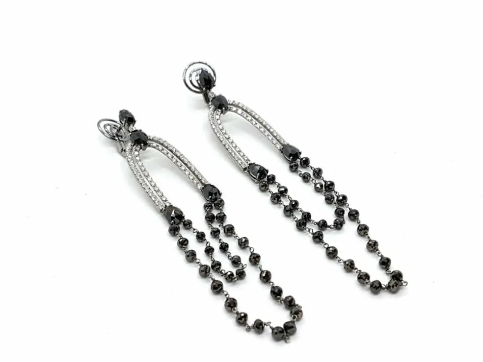 Boucles d'oreilles Pendants Or blanc Diamant