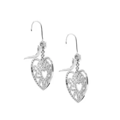 Boucles d'oreilles pendantes Coeur diamants
