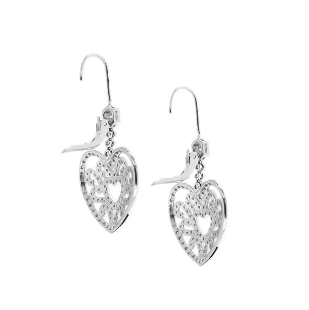 Boucles d'oreilles pendantes Coeur diamants