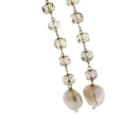 Boucles d'oreilles pendantes quartz fumé et perles