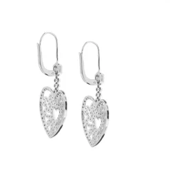 Boucles d'oreilles pendantes Coeur diamants