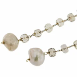 Boucles d'oreilles pendantes quartz fumé et perles