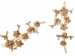 Boucles d'oreilles pendantes, diamants, perles, rubis