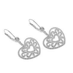 Boucles d'oreilles pendantes Coeur diamants