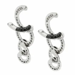 Boucles d'oreilles pendantes diamants noirs et blancs