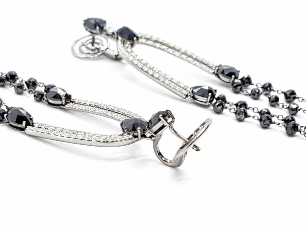 Boucles d'oreilles Pendants Or blanc Diamant