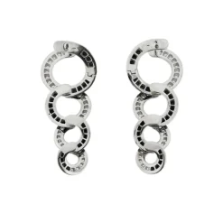 Boucles d'oreilles pendantes diamants noirs et blancs