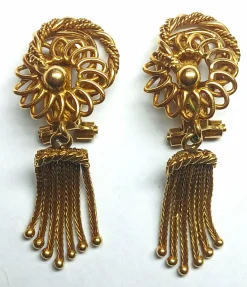 Boucles d'oreilles pendeloques à clip en or jaune
