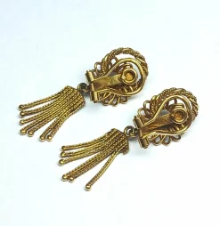 Boucles d'oreilles pendeloques à clip en or jaune