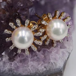 Boucles d'oreilles perle Akoya diamant flocon
