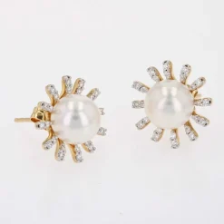 Boucles d'oreilles perle Akoya diamant flocon