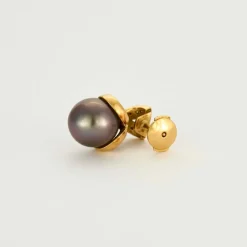 Boucles d'oreilles Perle de cultures de Tahiti, or jaune et diamants