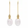Boucles d'oreilles perle ovale et diamant