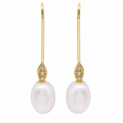 Boucles d'oreilles perle ovale et diamant