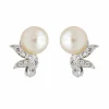 Boucles d'oreilles Perle Or blanc Diamant, Perle