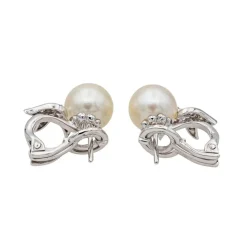 Boucles d'oreilles Perle Or blanc Diamant, Perle