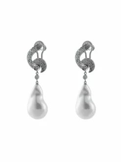 Boucles d'oreilles Perles baroques Diamants