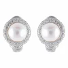 Boucles d'oreilles Perles Diamants Or blanc
