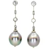 Boucles d'oreilles perles de Tahiti, diamants