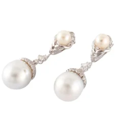 Boucles d'oreilles Perles baroques Diamants