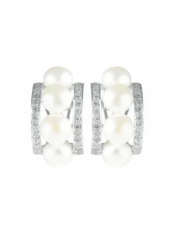 Boucles d'oreilles Perles et Diamants