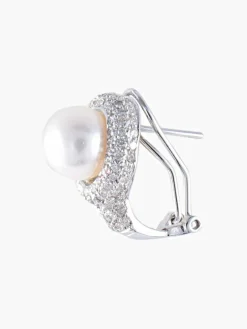 Boucles d'oreilles Perles Diamants Or blanc