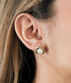Boucles d'oreilles perles et or jaune
