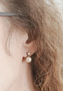 Boucles d'oreilles perles & diamants