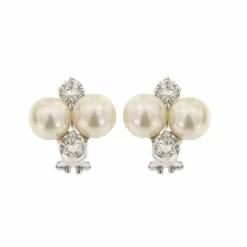 Boucles d'oreilles perles et diamants