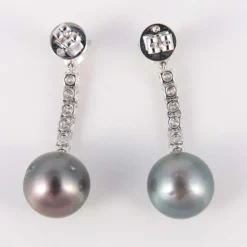 Boucles d'oreilles Perles de Tahiti Diamants