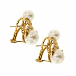 Boucles d'oreilles perles et diamants