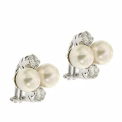 Boucles d'oreilles perles et diamants