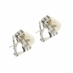 Boucles d'oreilles perles et diamants